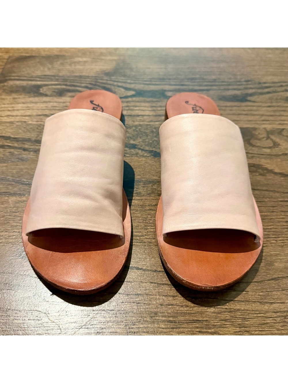 New Free People Vicente Leather Slide Sandals "Natural" SZ 39.5 US SZ 9.5 - Picture 4 of 6